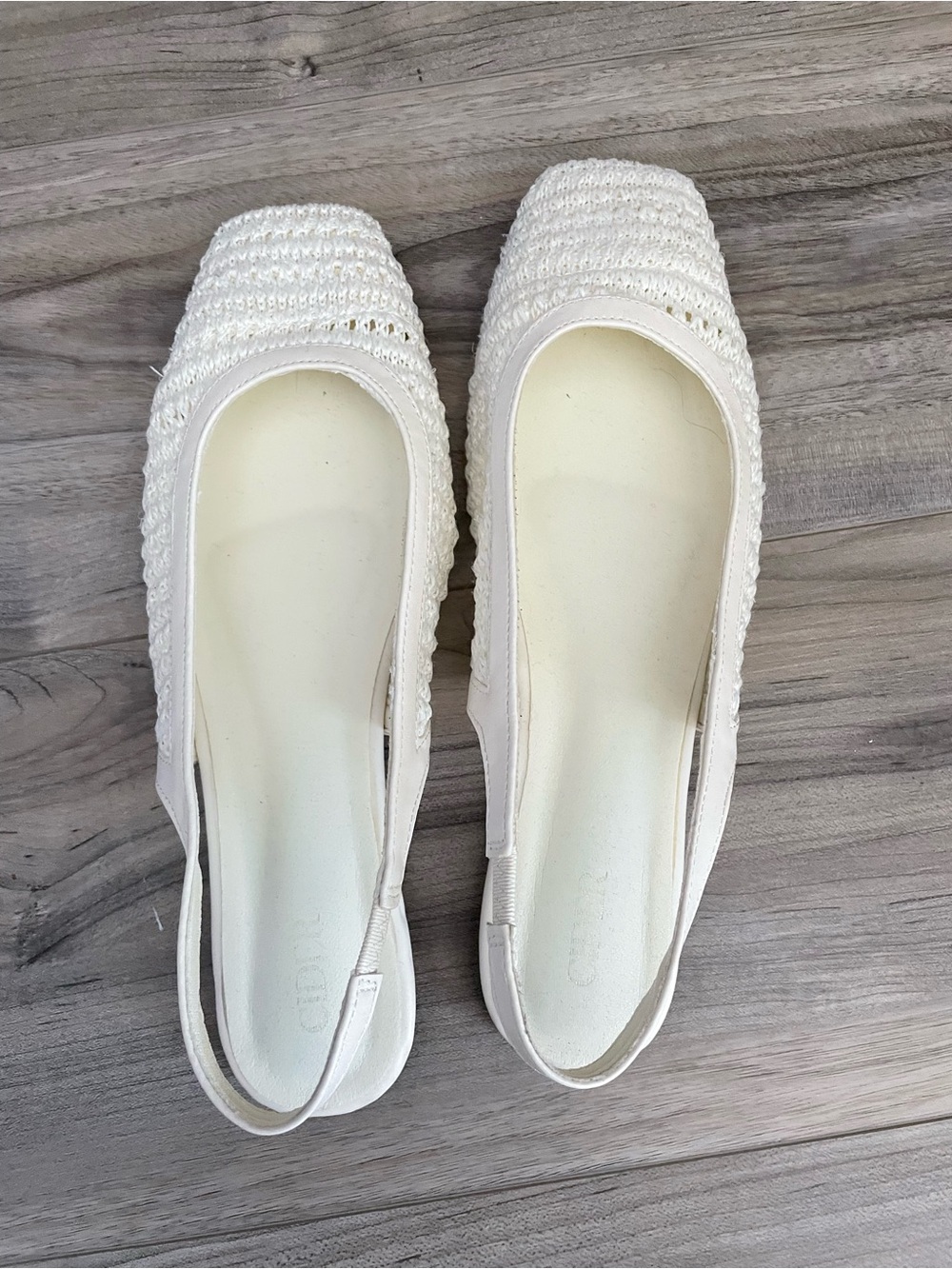 Cider Women’s Cream Slingback Crochet Ballet Flats